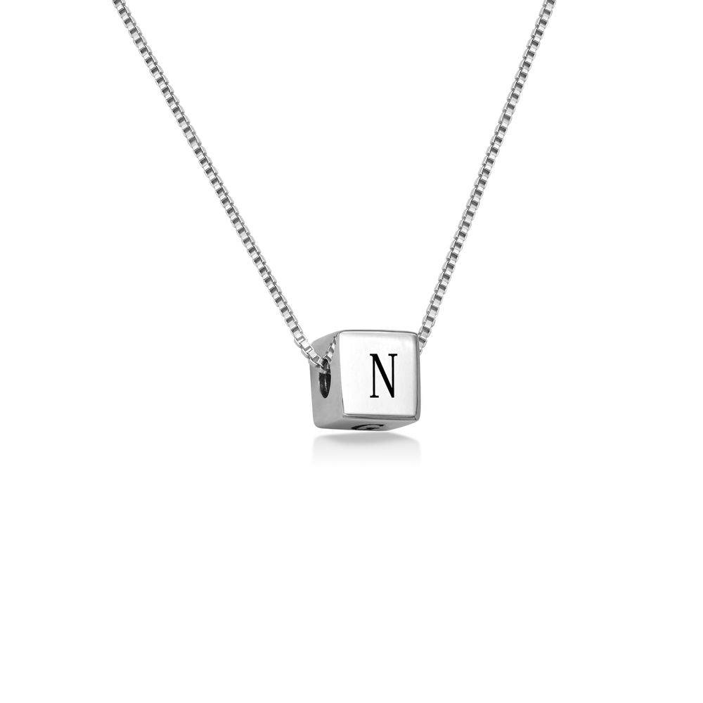 Blair Initial Cube Necklace in Sterling Silver-4 product photo