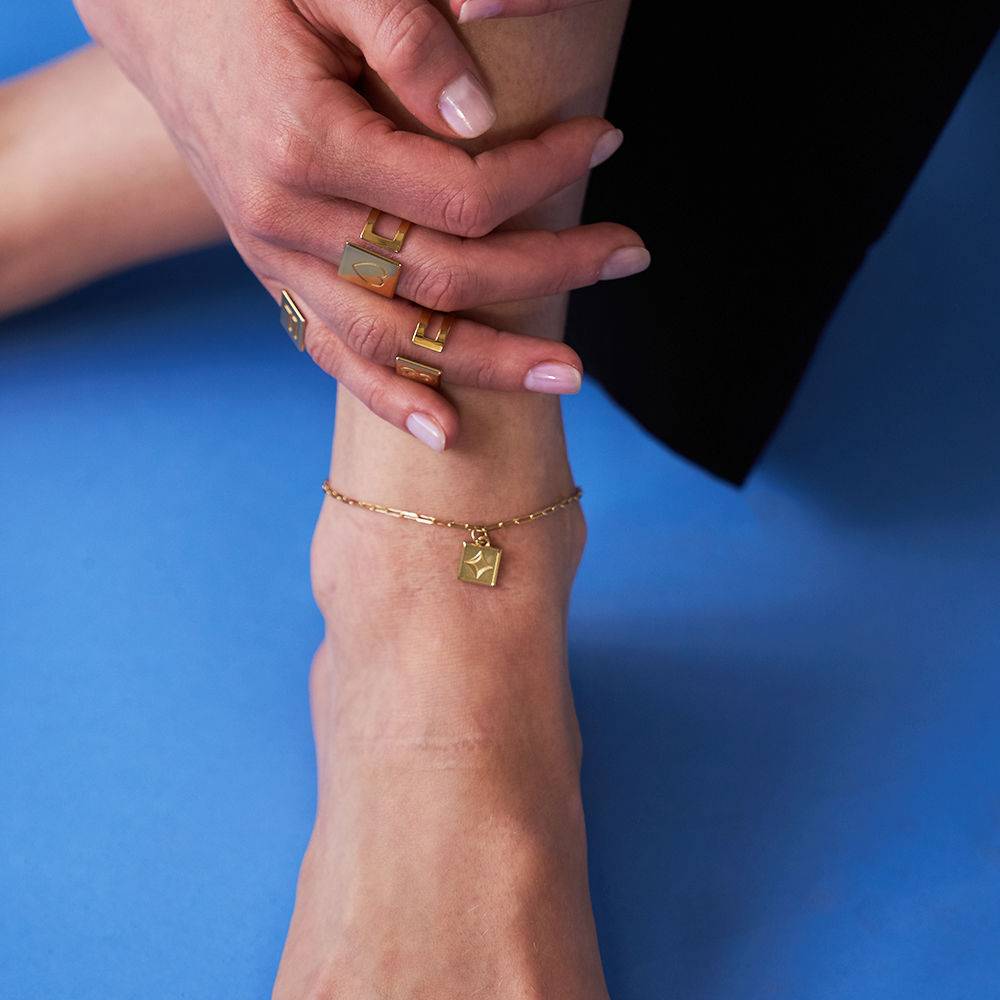 Block Anklet in 18ct Gold Vermeil-2 product photo