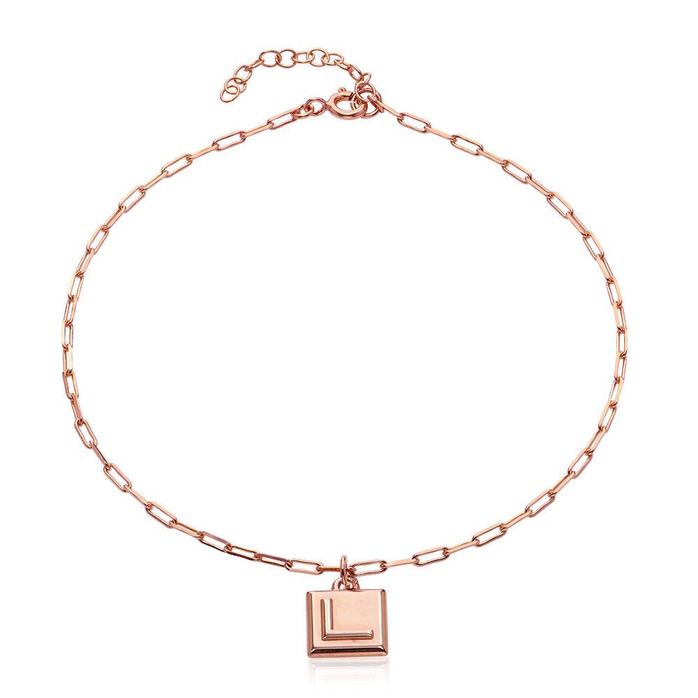 Bracelet de cheville Domino™ Cube avec Initiale en Or Vermeil Rose photo du produit