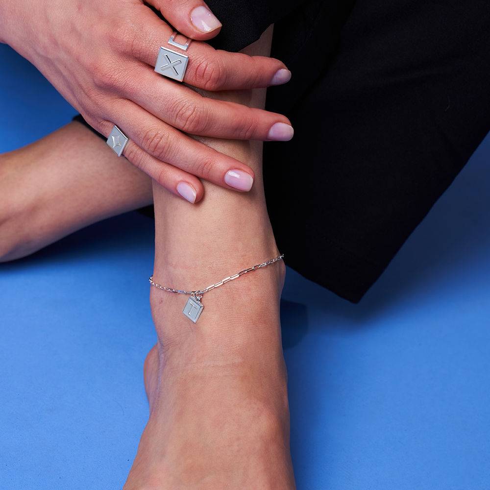 Block Anklet in Sterling Silver-3 product photo