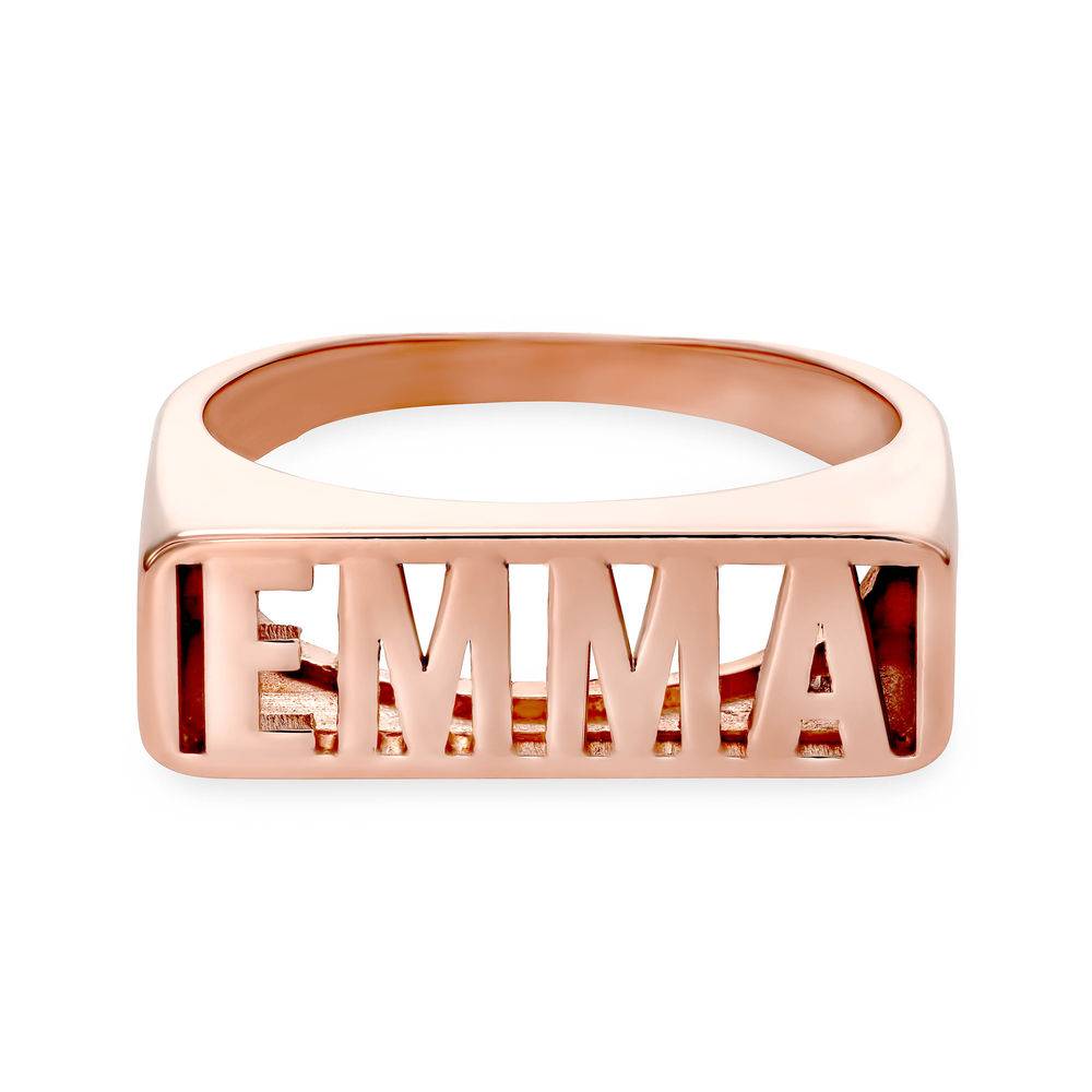 Block Name Ring in 18ct Rose Gold Plating-4 product photo