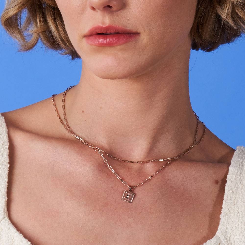 Block Necklace in 18ct Rose Gold Vermeil-3 product photo