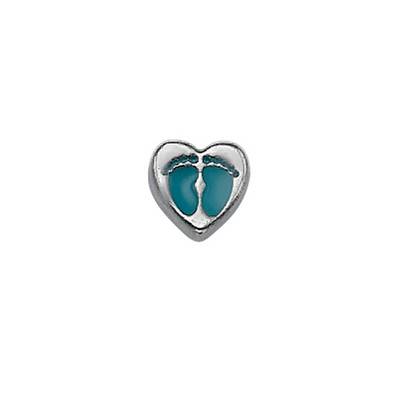 Blauwe baby voeten hart Bedel voor Floating Locket-1 Productfoto