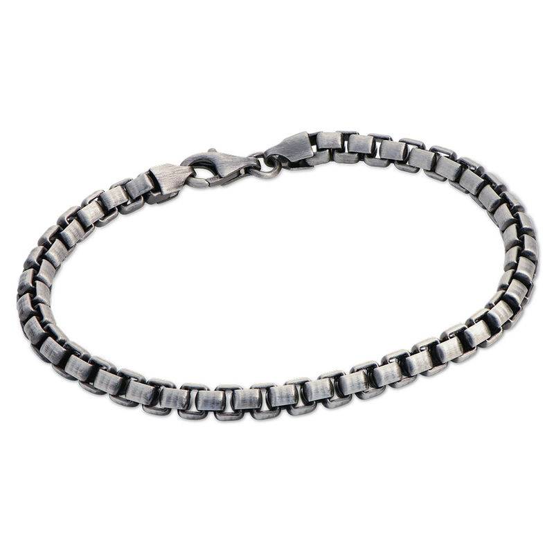 Box Chain Bracelet for Men in Black Silver-1 product photo