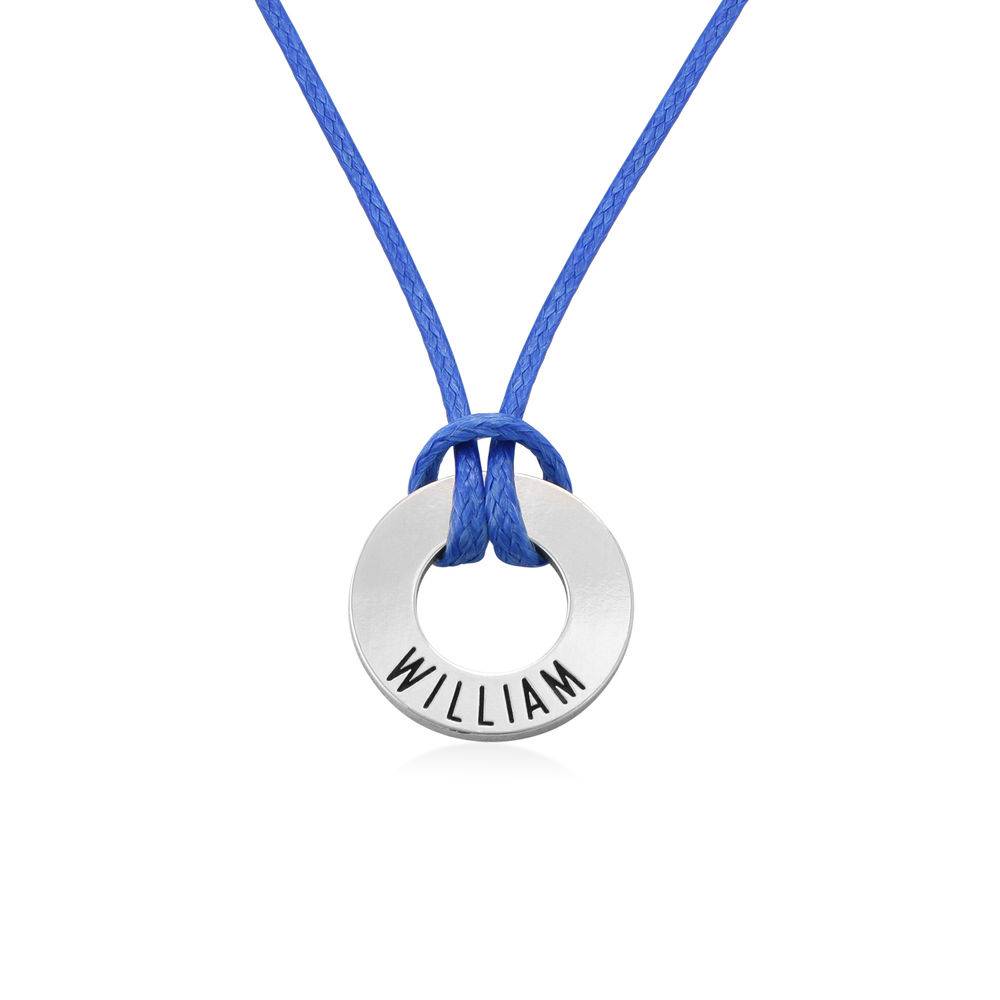 Boys ID Wax Cord Necklace in Sterling Silver-4 product photo