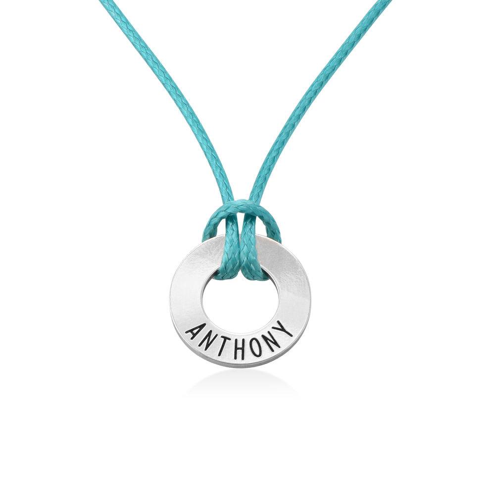 Boys ID Wax Cord Necklace in Sterling Silver-2 product photo