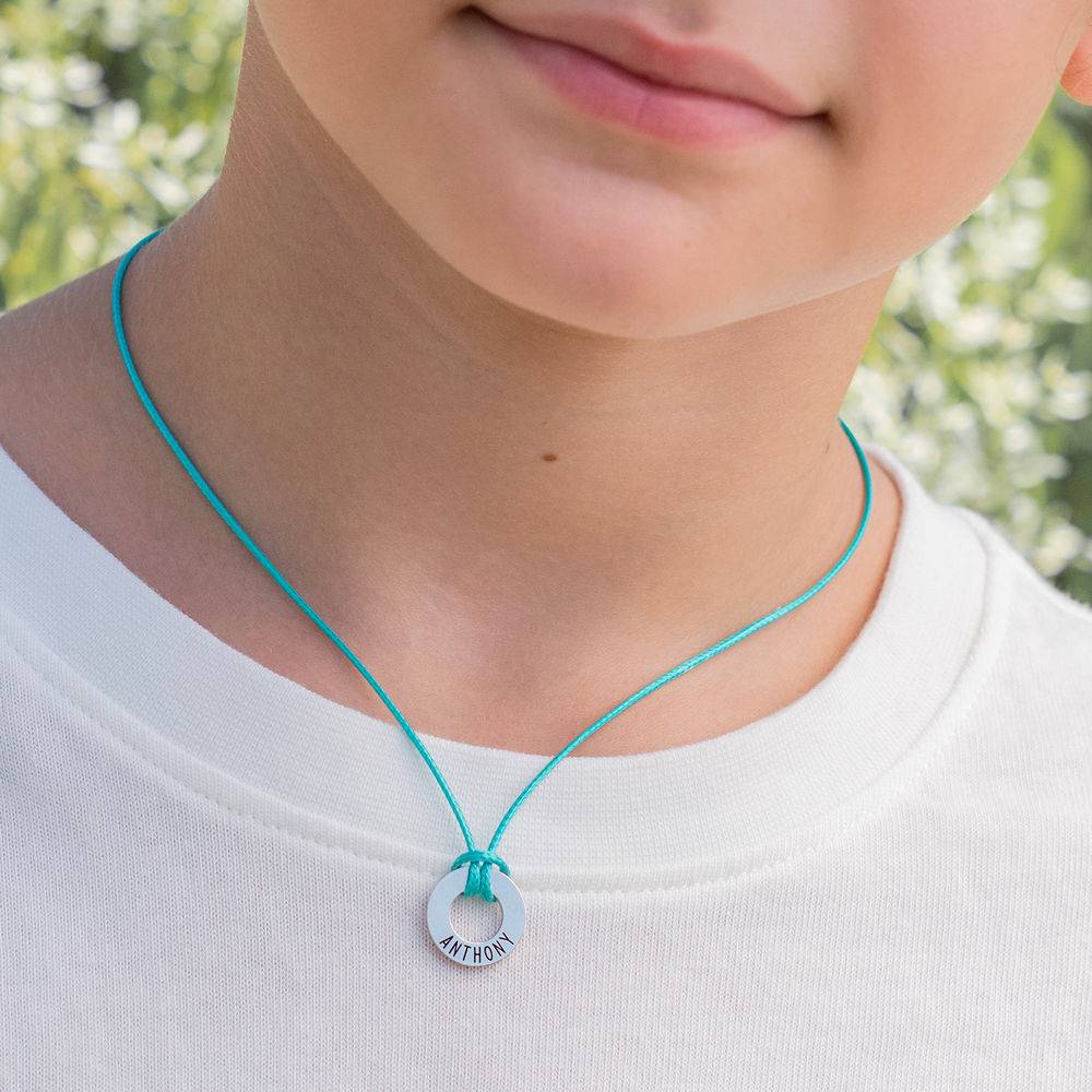 Boys ID Wax Cord Necklace in Sterling Silver-1 product photo