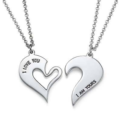 Silver Couples Breakable Heart Necklace product photo