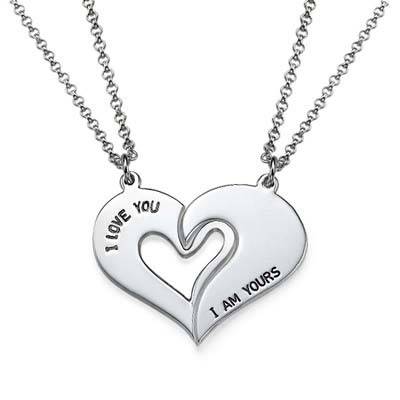 Silver Couples Breakable Heart Necklace-3 product photo