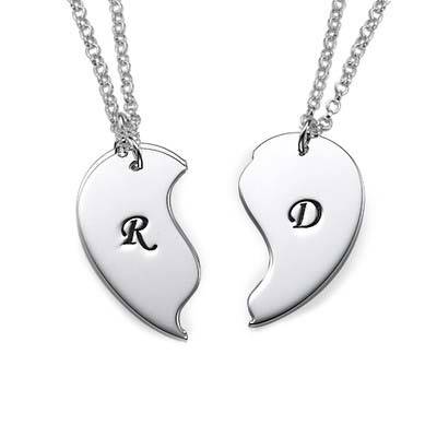 Personalised Initials on Breakable Heart Necklaces in Sterling Silver product photo