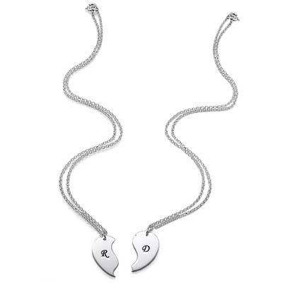 Veninde halskæde med bogstaver og to kæder i sølv-3 produkt billede