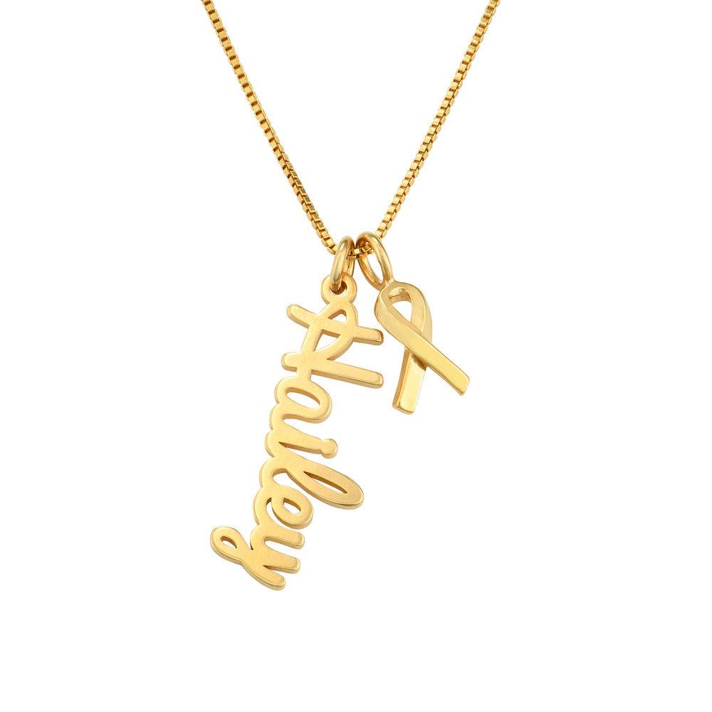 Breast Cancer Awareness Name Necklace in Gold Plated product photo