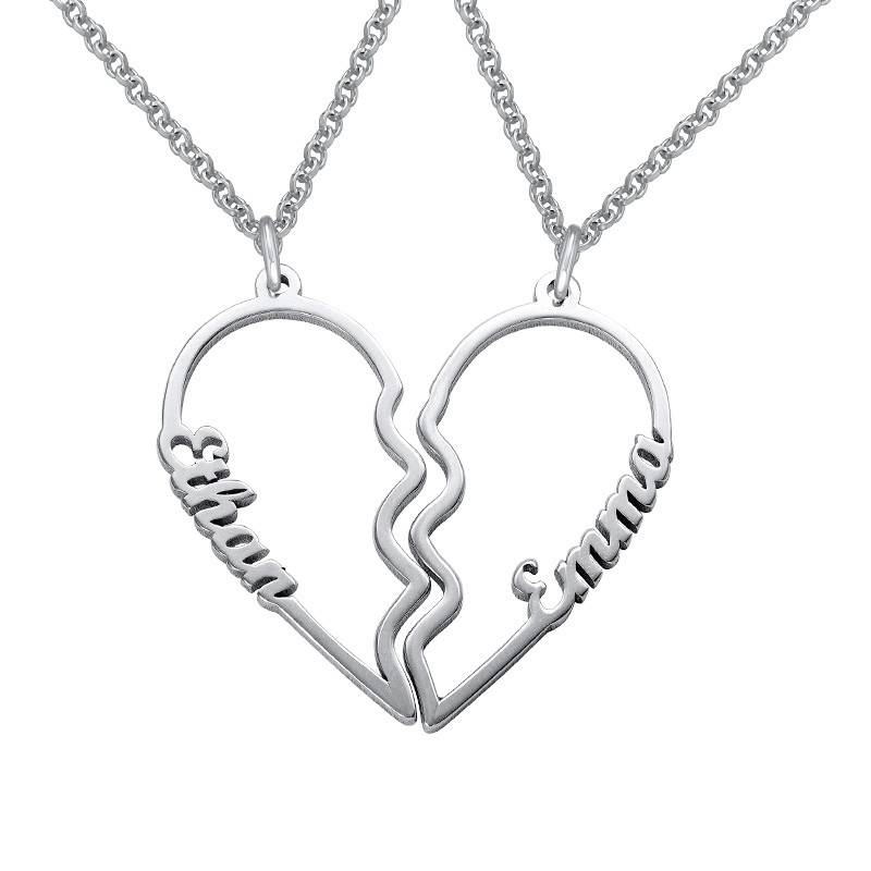 Broken Heart Name Necklace for Couples-2 product photo