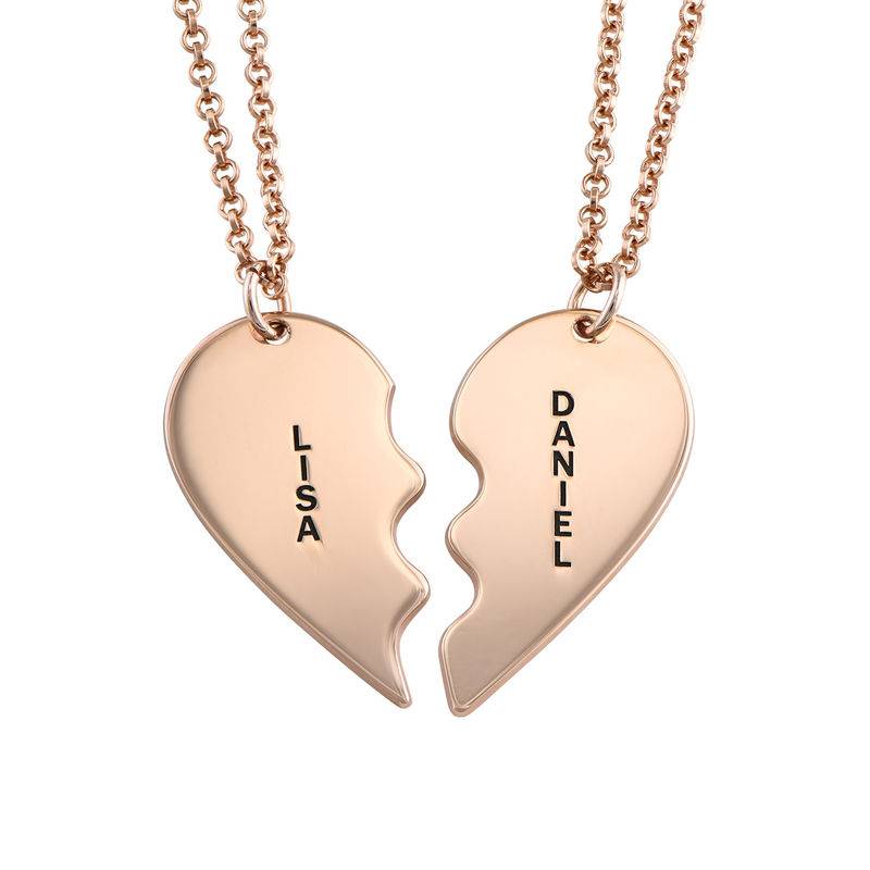 Personalisierte Pärchenkette "Zwei Seelen ein Herz"  - 750er rosévergoldetes Silber-2 Produktfoto