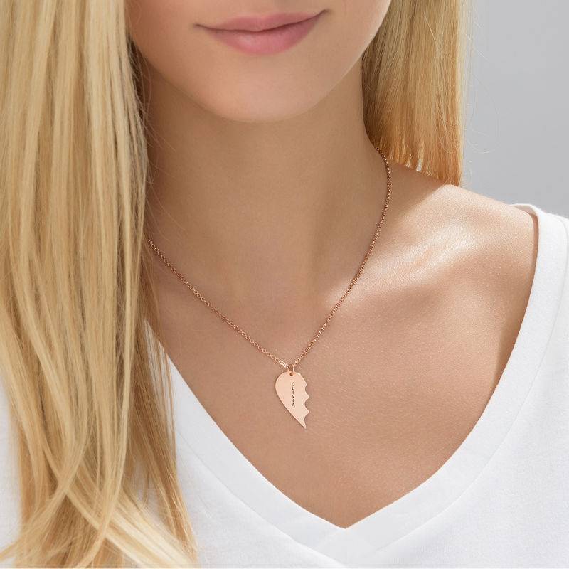 Broken Heart Necklace for Couples in 18ct Rose Gold Plating-2 product photo