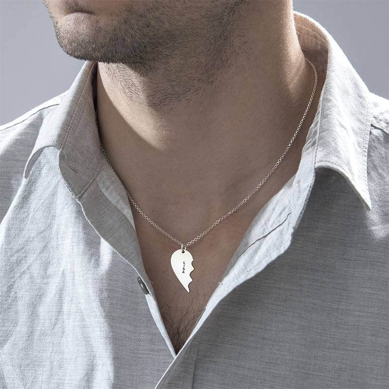 Collana con Cuore Divisibile Personalizzato in Argento 925-2 foto del prodotto
