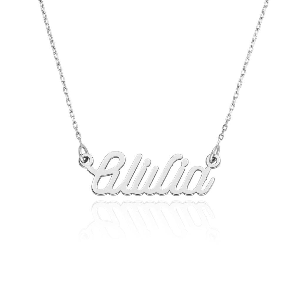 Cable Chain Script Name Necklace in 10K White Gold