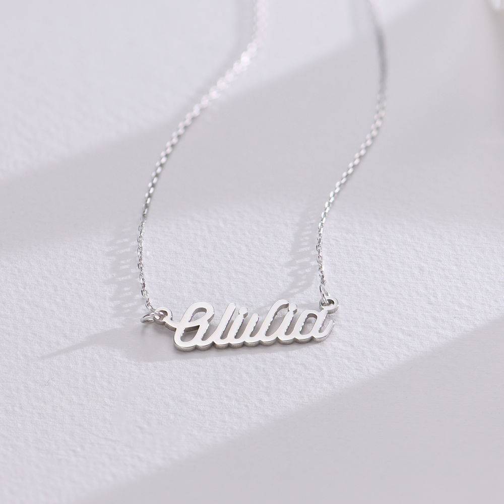 Twirl Script Name Necklace in 10K White Gold-2 product photo