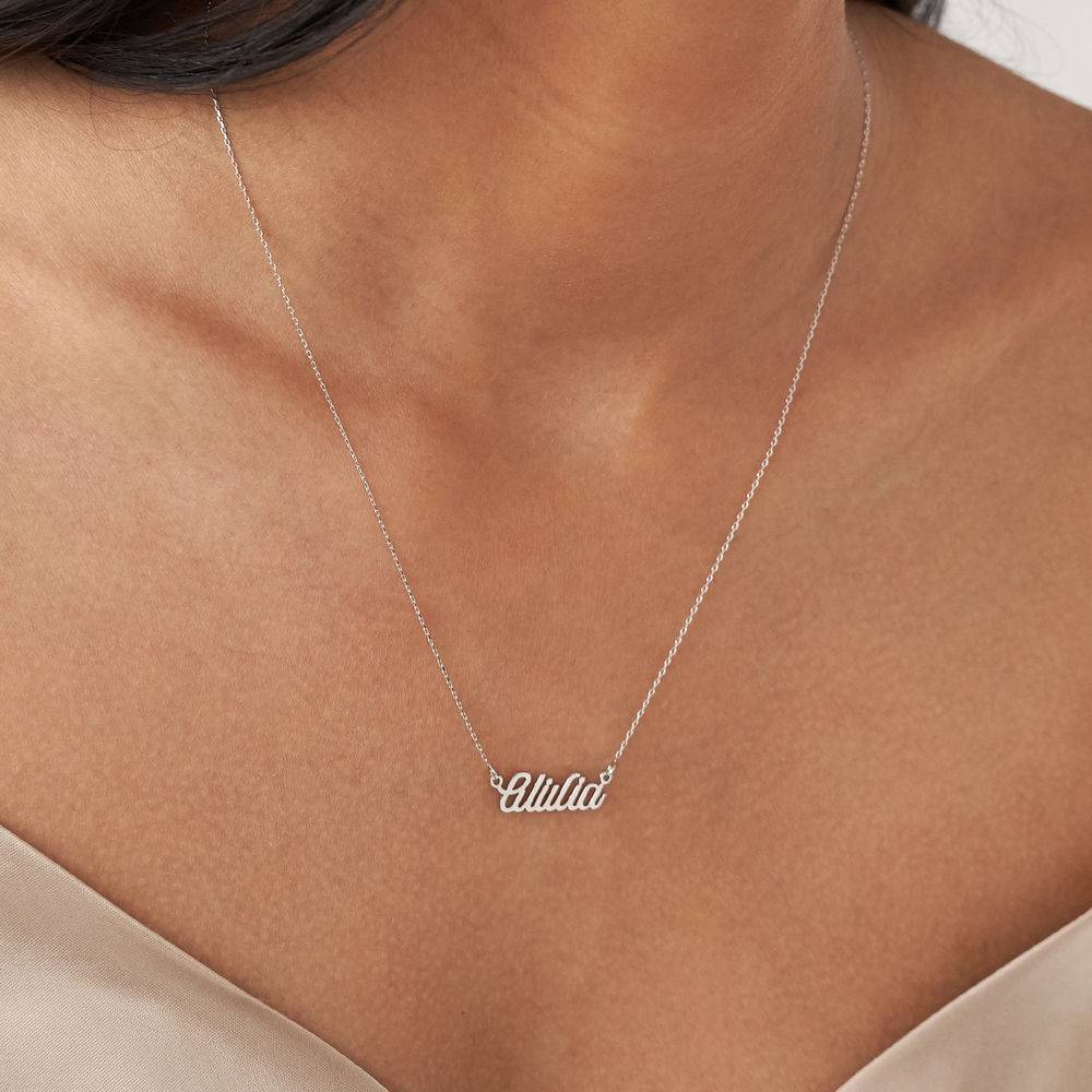 Twirl Script Name Necklace in 10K White Gold-1 product photo