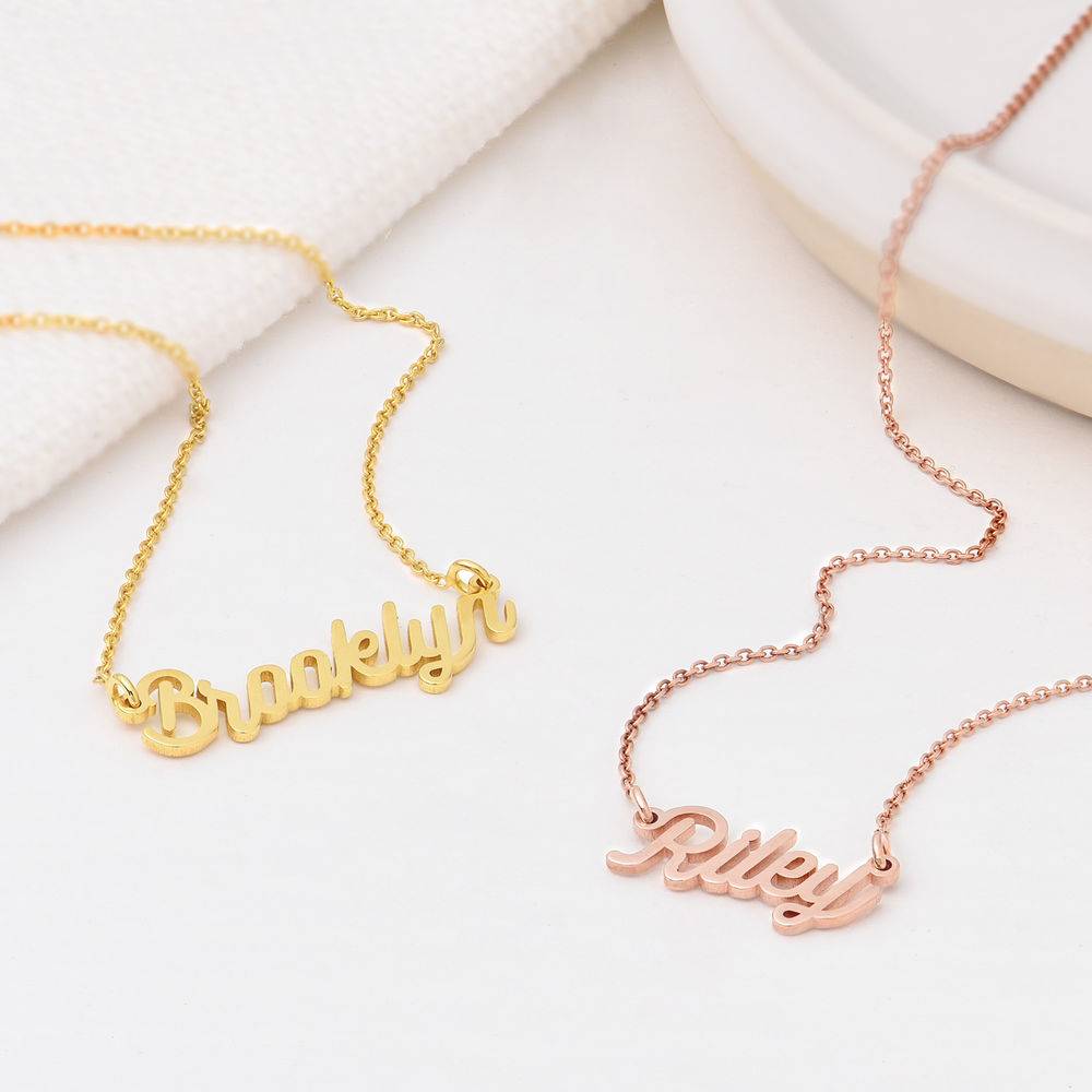 Cable Chain Script Name Necklace in Rose Gold Plating product photo