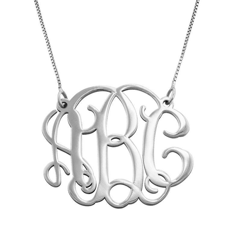 Celebrity Monogram Initials Necklace in 14k White Gold product photo