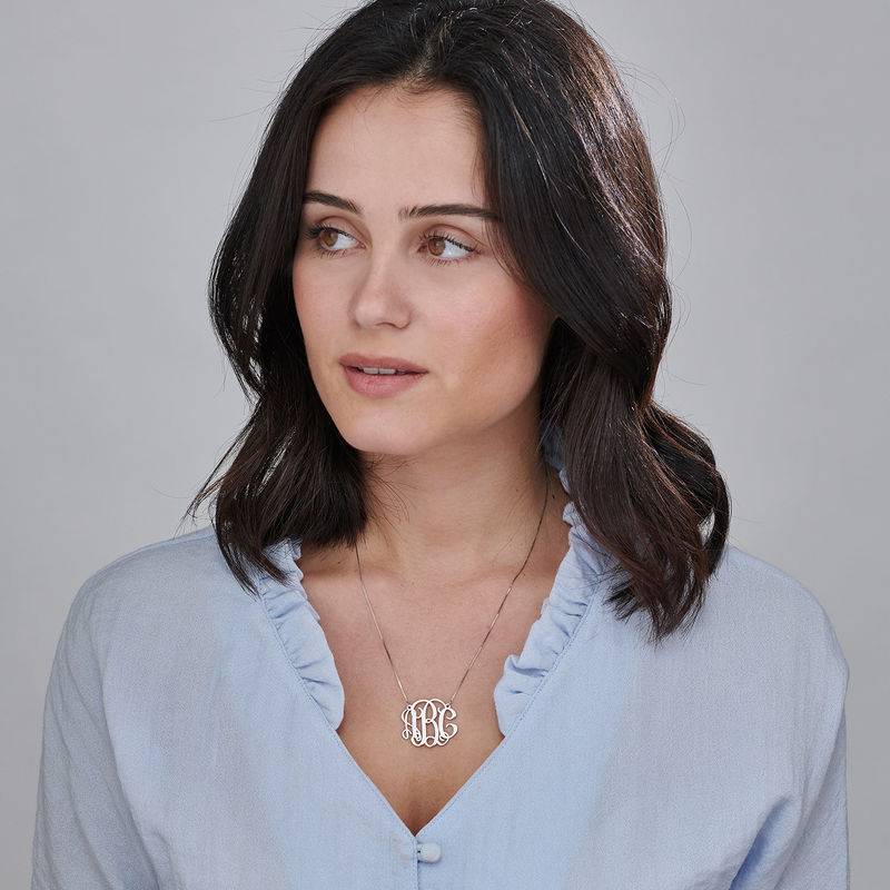 Populaire Monogram Ketting in 14k Wit Goud-3 Productfoto