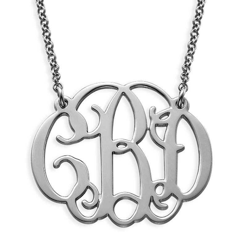 Silver Celebrity Style Monogram Necklace-1 product photo