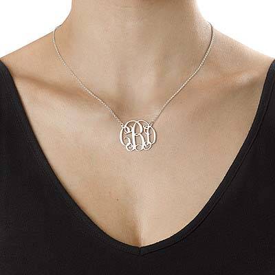 Sterling Silver Celebrity Style Monogram Necklace-2 product photo