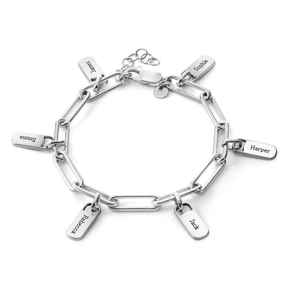 Rory schakelarmband met gepersonaliseerde tags in zilver Productfoto
