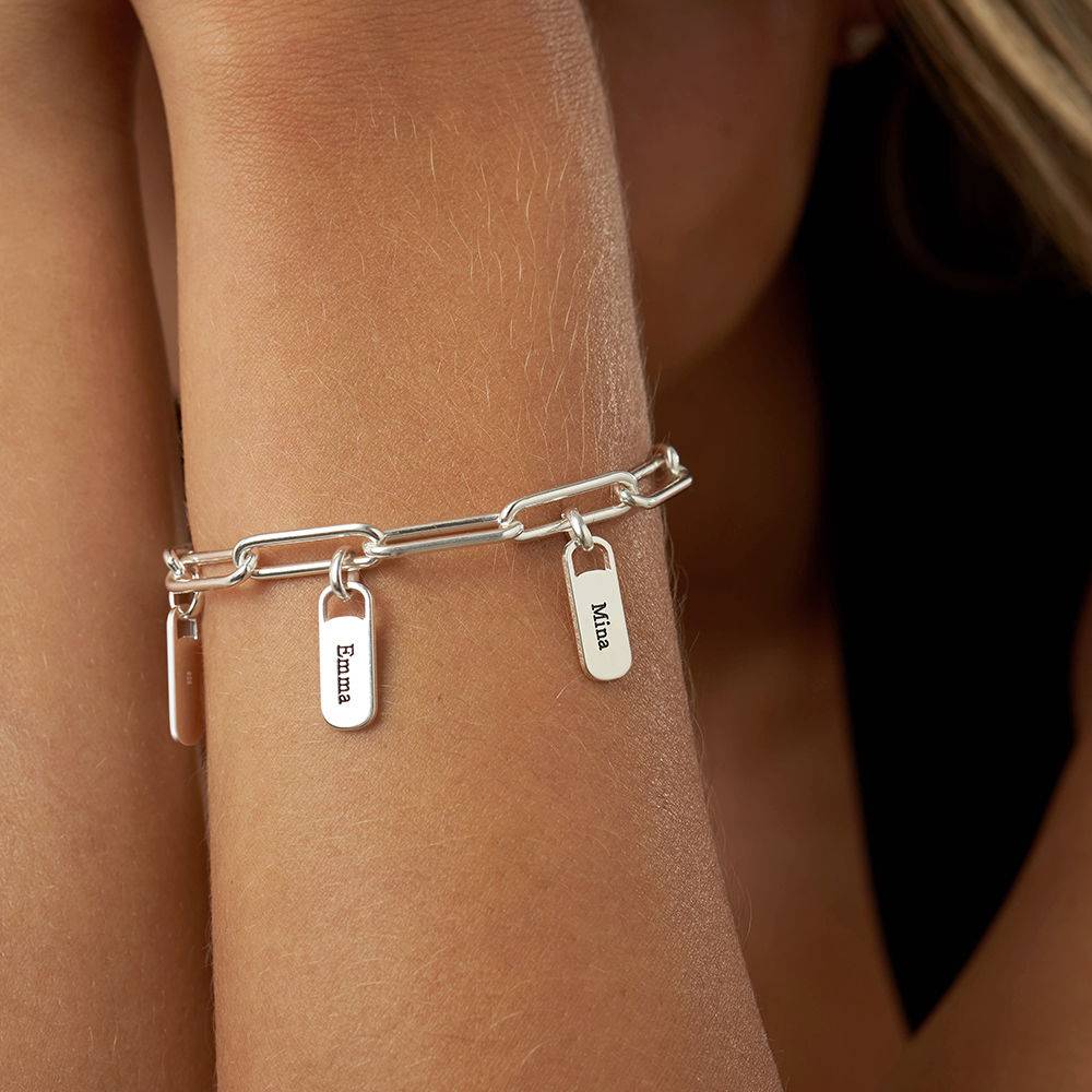 Pulsera de eslabones de cadena con encantos personalizados en plata foto de producto