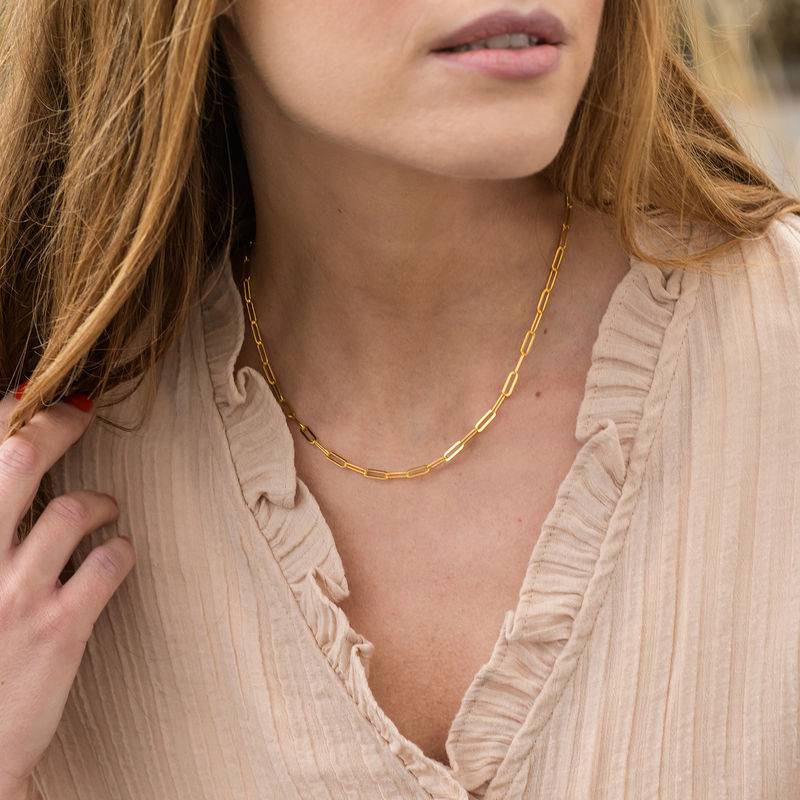 Paperclip Chain Link Necklace in 18ct Gold Plating-3 product photo