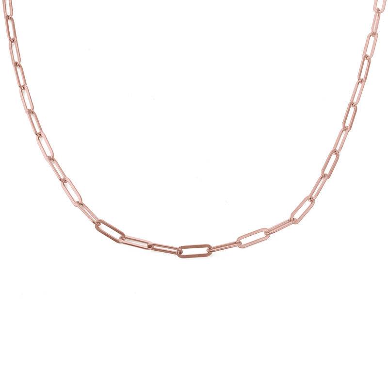 Paperclip Chain Link Necklace in 18ct Rose Gold Plating product photo