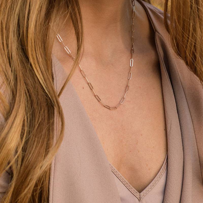Paperclip Chain Link Necklace in 18ct Rose Gold Plating-1 product photo