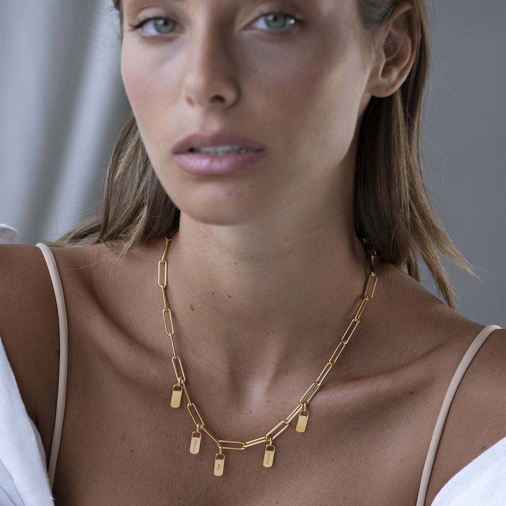 Collar de eslabones de cadena con encantos personalizados en chapa de oro-2 foto de producto