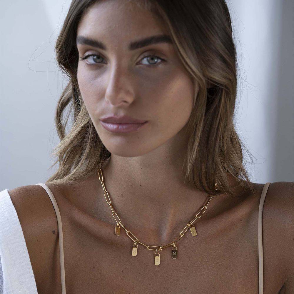 Rory Link halskæde med graverede charms i guld vermeil-2 produkt billede