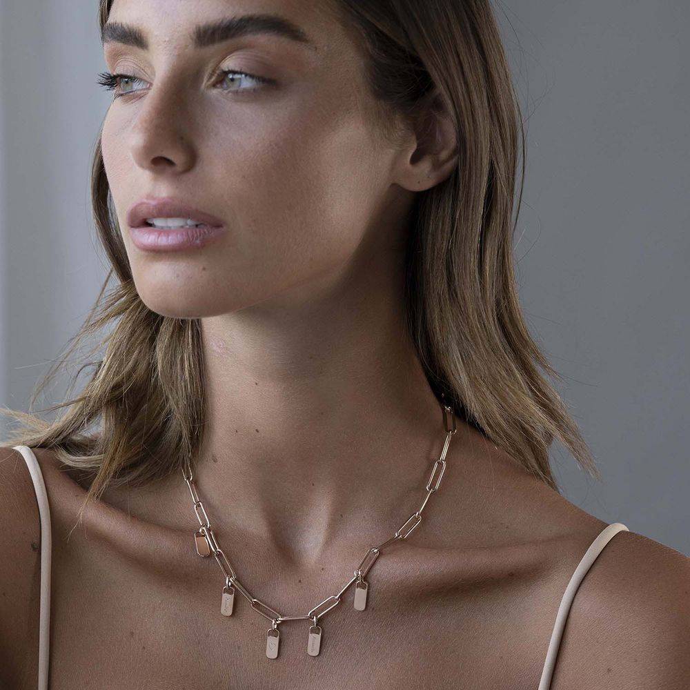 Rory Link halskæde med graverede charms i 18k rosaforgyldt sterlingsølv-1 produkt billede