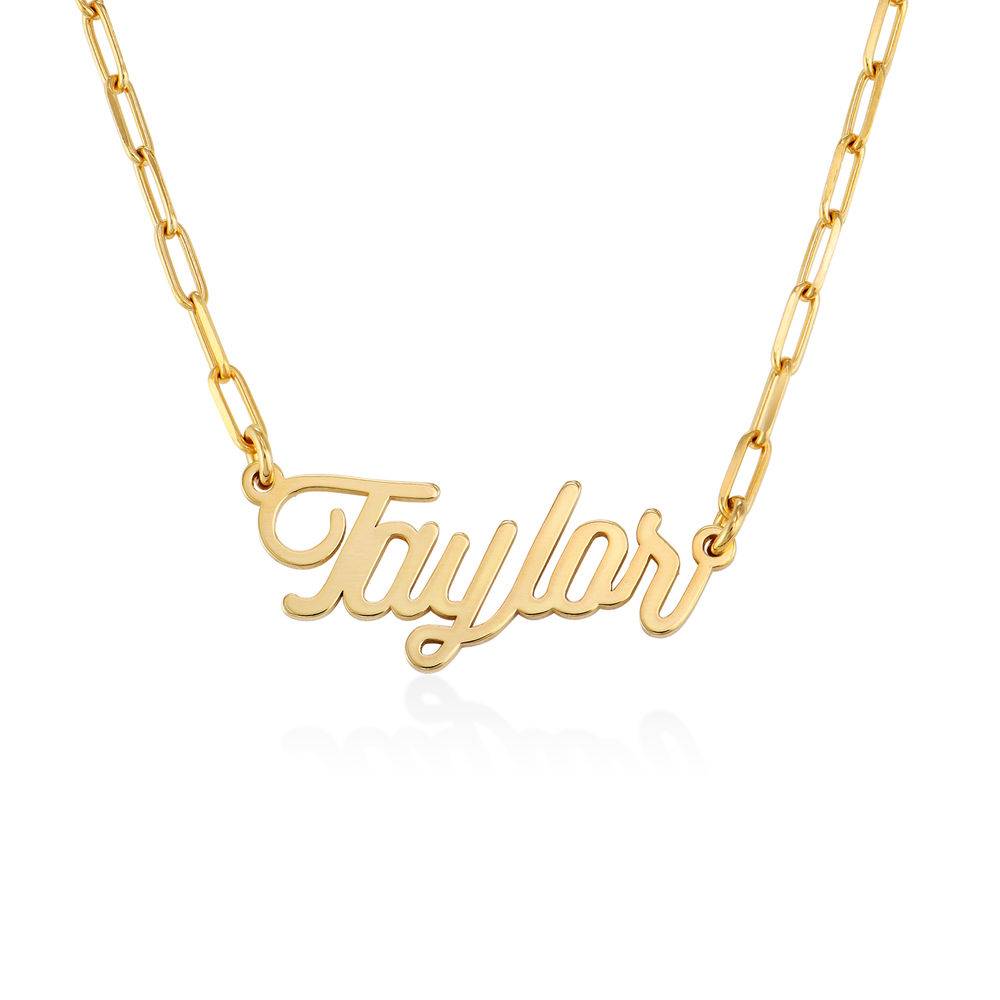 Chain Link Script Name Necklace in Gold Vermeil