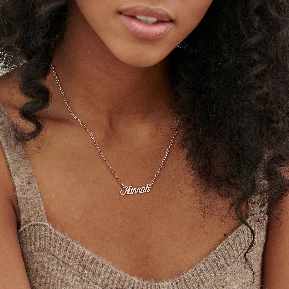 Paperclip Script Name Necklace in Rose Gold Plating-1 product photo