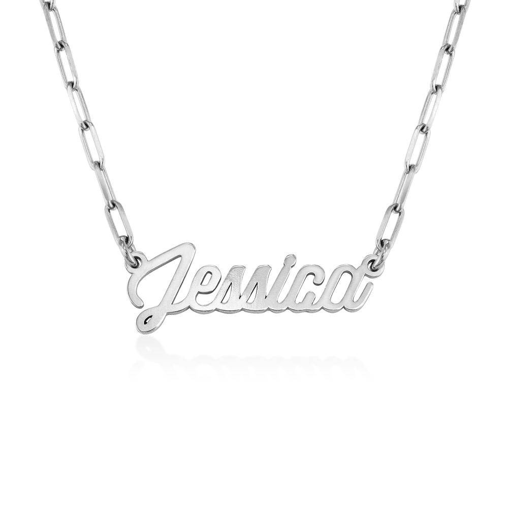 Chain Link Script Name Necklace in Sterling Silver