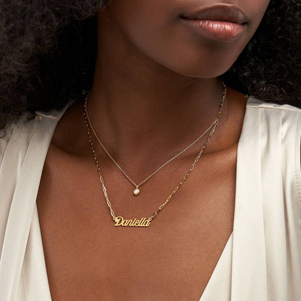 Chain Link Script Name Necklace with Diamond in 18k Gold Plating-3 product photo