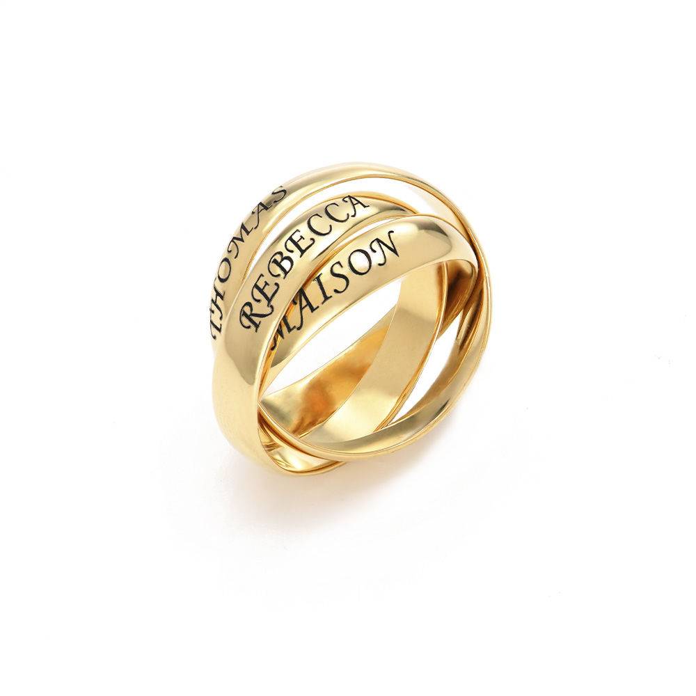 Anillo Ruso "Charlize" con 3 anillos en chapa de oro-2 foto de producto