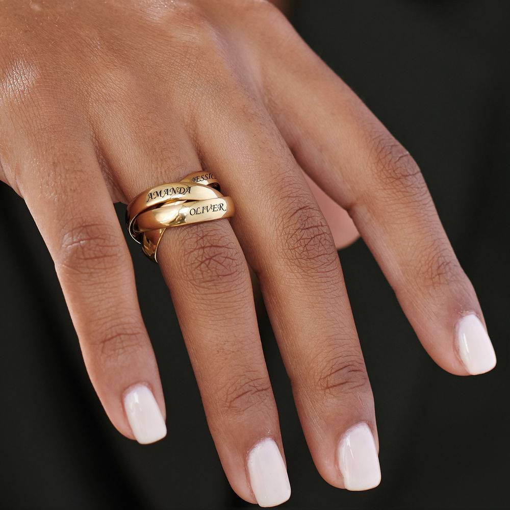 Anillo Ruso "Charlize" con 3 anillos en chapa de oro-3 foto de producto