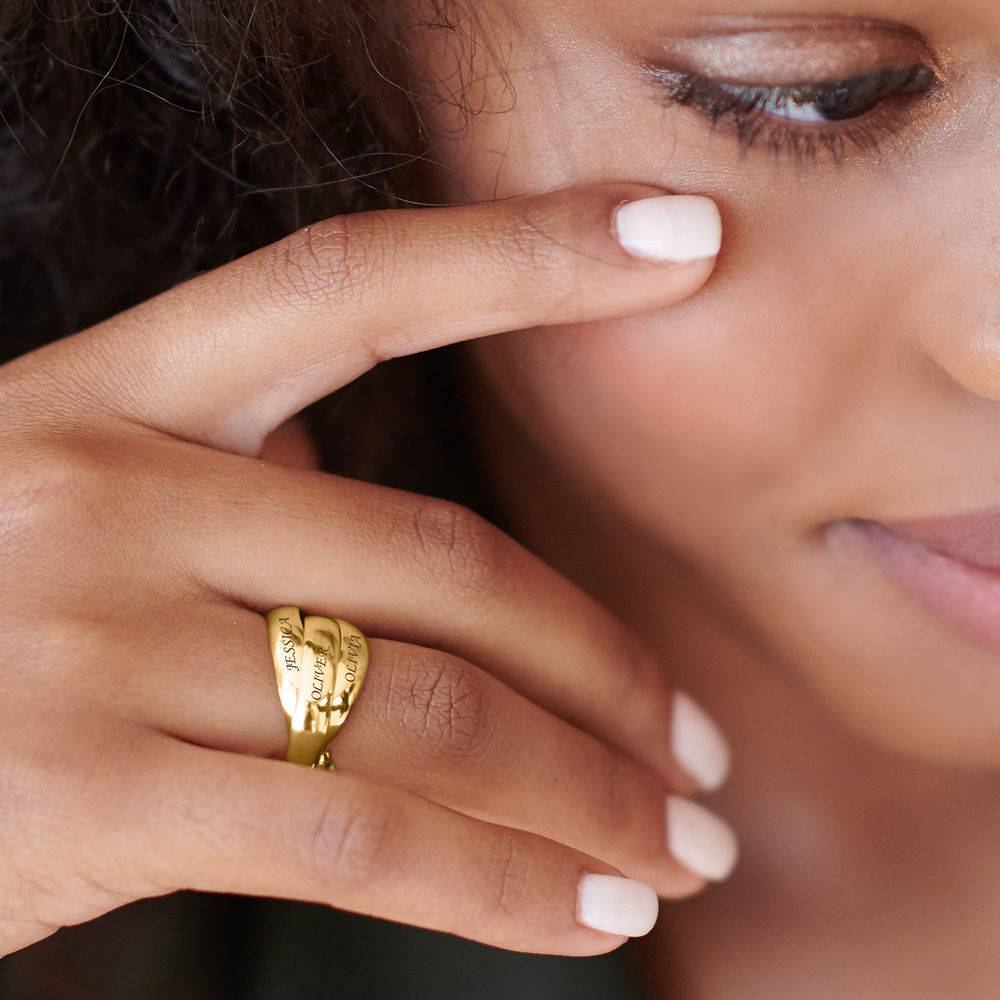 Anillo Ruso "Charlize" con 3 anillos en chapa de oro-4 foto de producto