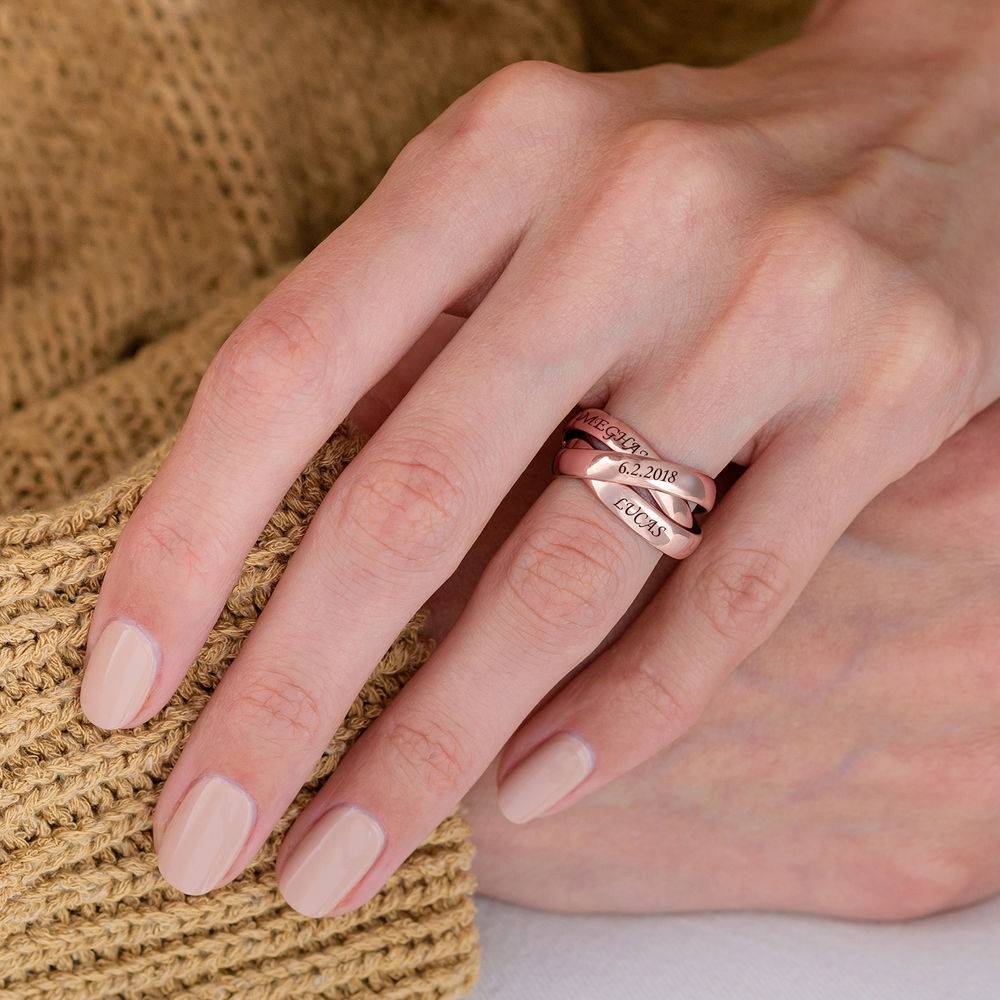 Anillo Ruso "Charlize" con 3 anillos en chapa de oro rosa-2 foto de producto