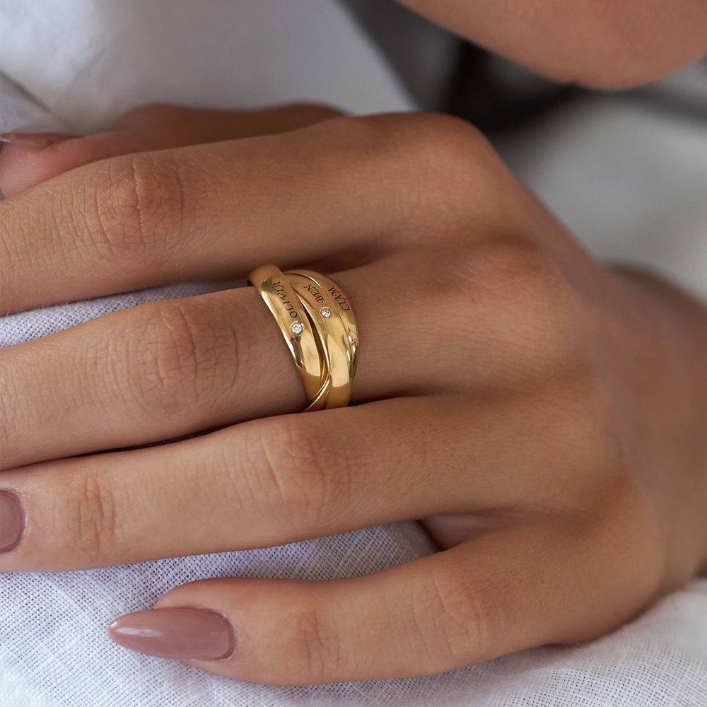 Charlize russisk ring med diamanter i gullbelegg-5 produktbilde
