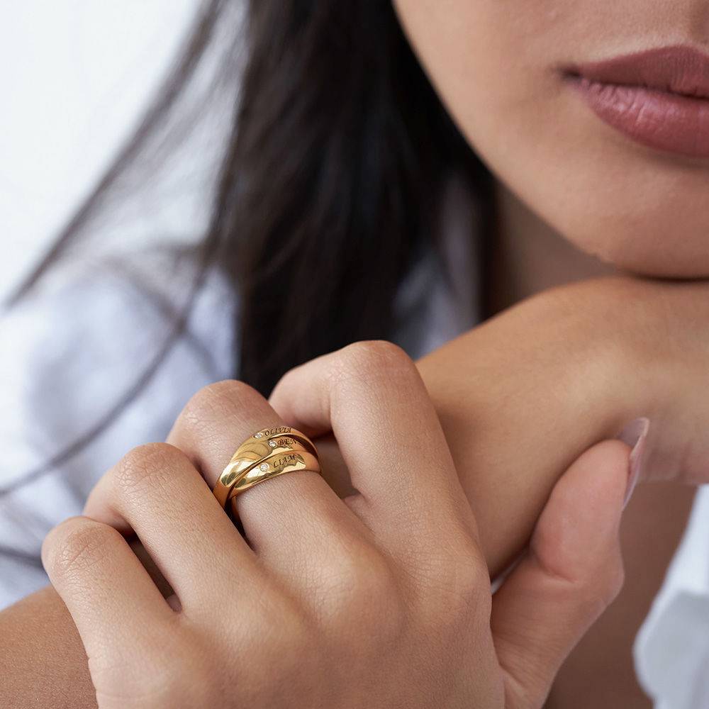 Charlize russisk ring med diamanter i gullbelegg-3 produktbilde