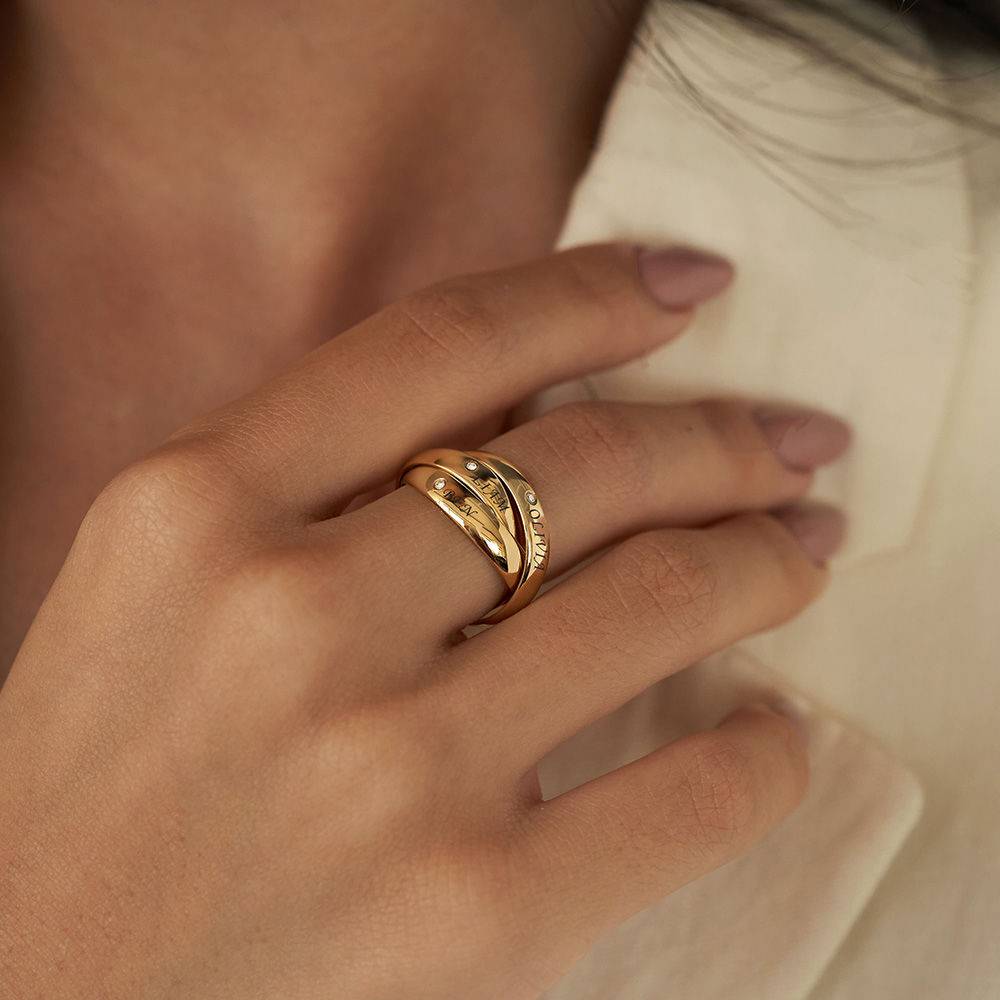 Anillo Ruso "Charlize" con 3 anillos con diamantes en oro Vermeil-4 foto de producto