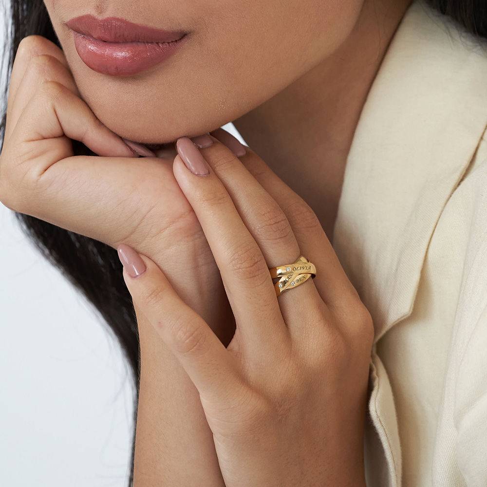 Anillo Ruso "Charlize" con 3 anillos con diamantes en oro Vermeil-4 foto de producto