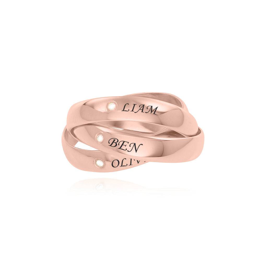 Anillo Ruso Charlize con 3 anillos con diamantes en chapa de oro rosa foto de producto