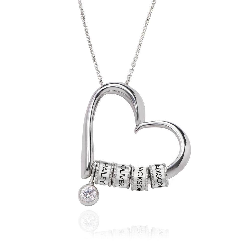 Charmante Herz-Halskette mit gravierten Perlen aus Sterlingsilber mit Produktfoto
